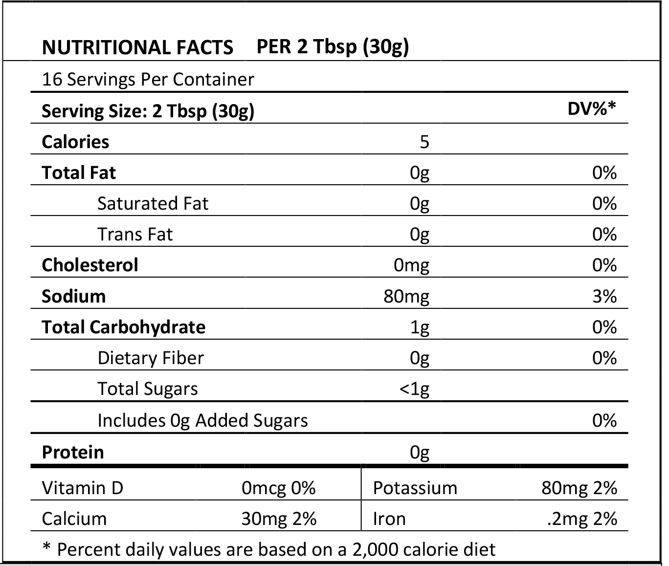 Nutritional Information Mild